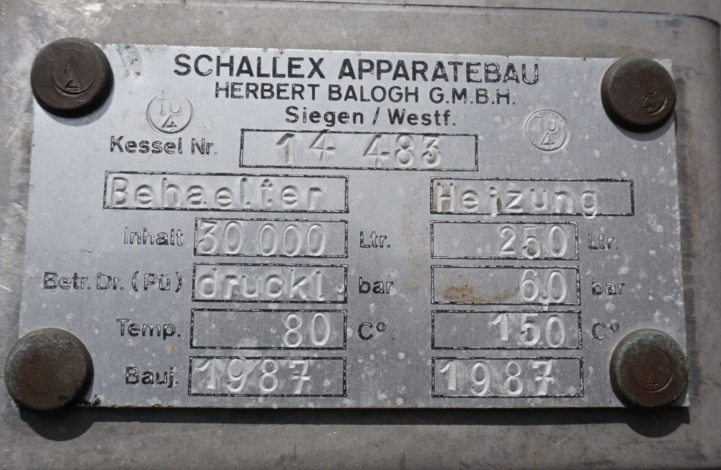 Behälter 30.000 Liter aus V2A temperierbar