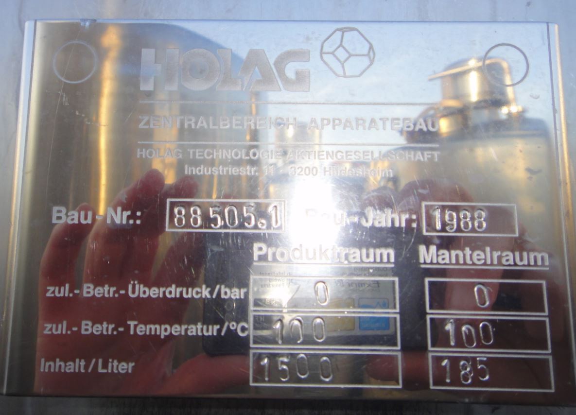 Behälter 1.500 Liter aus V2A, gebraucht, 
temperierbar, isoliert