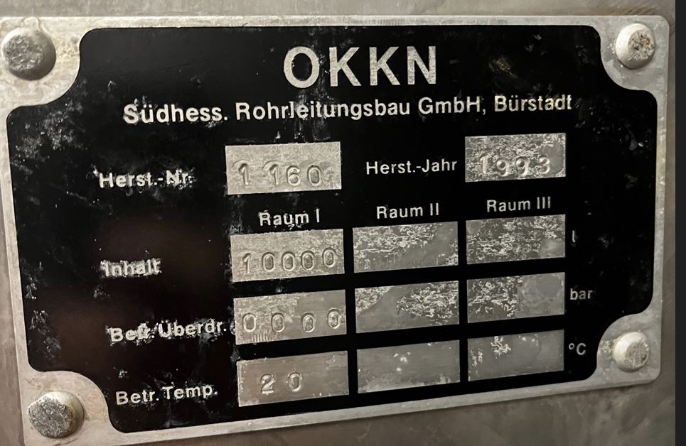 Behälter 10.000 Liter aus V2A einwandig, gebraucht