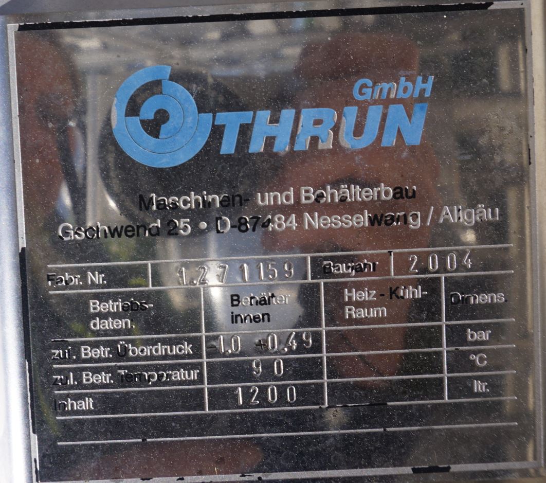 Behälter 1.200 Liter aus V2A, einwandig, gebraucht