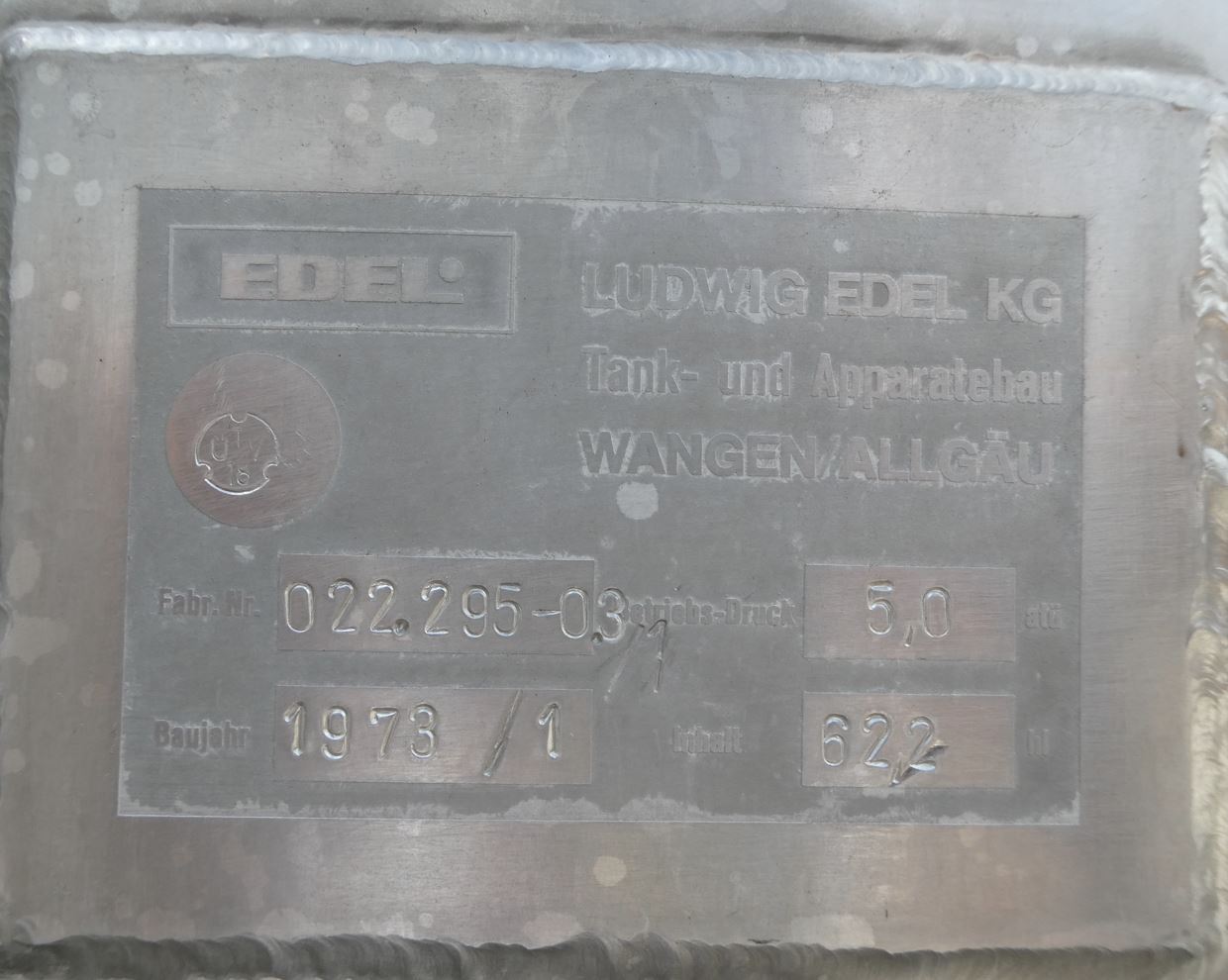 Behälter 6.220 Liter aus V2A, einwandig, gebraucht (ehem. Drucktank)