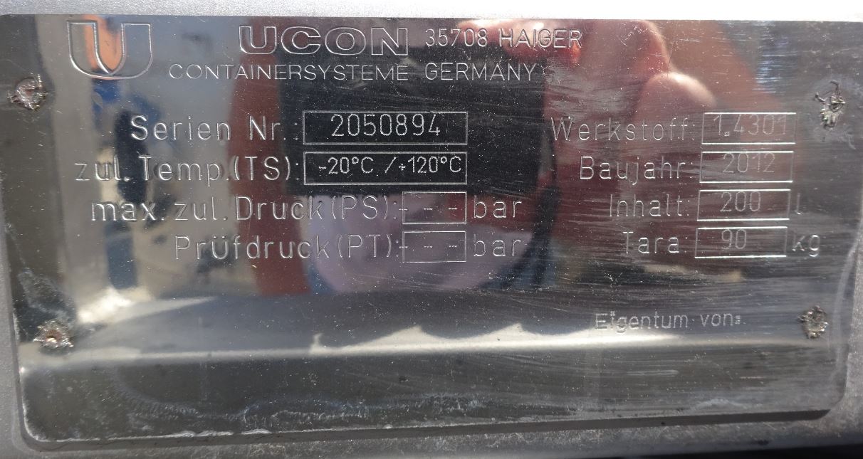 Behälter 200 Liter aus V2A, einwandig, gebraucht