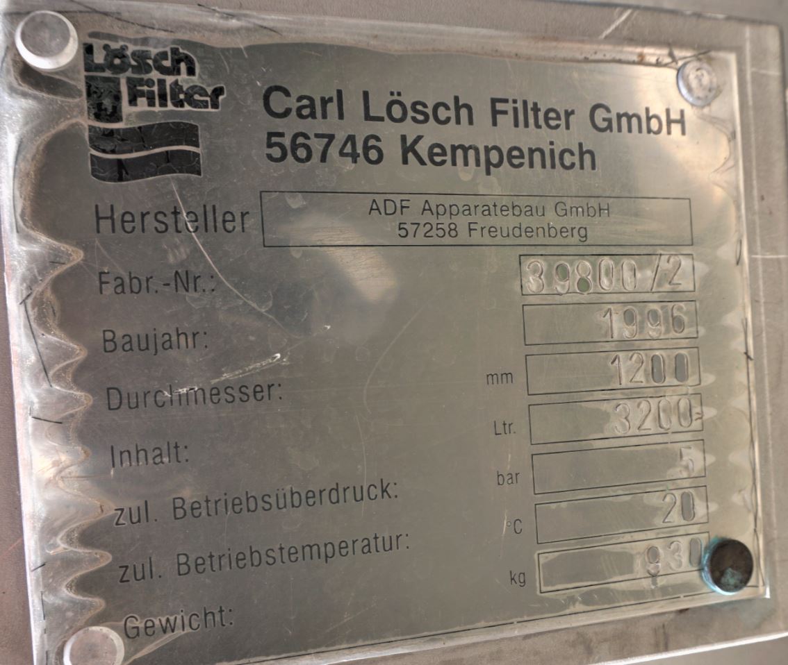Druckbehälter 3.200 Liter aus V4A, einwandig, gebraucht