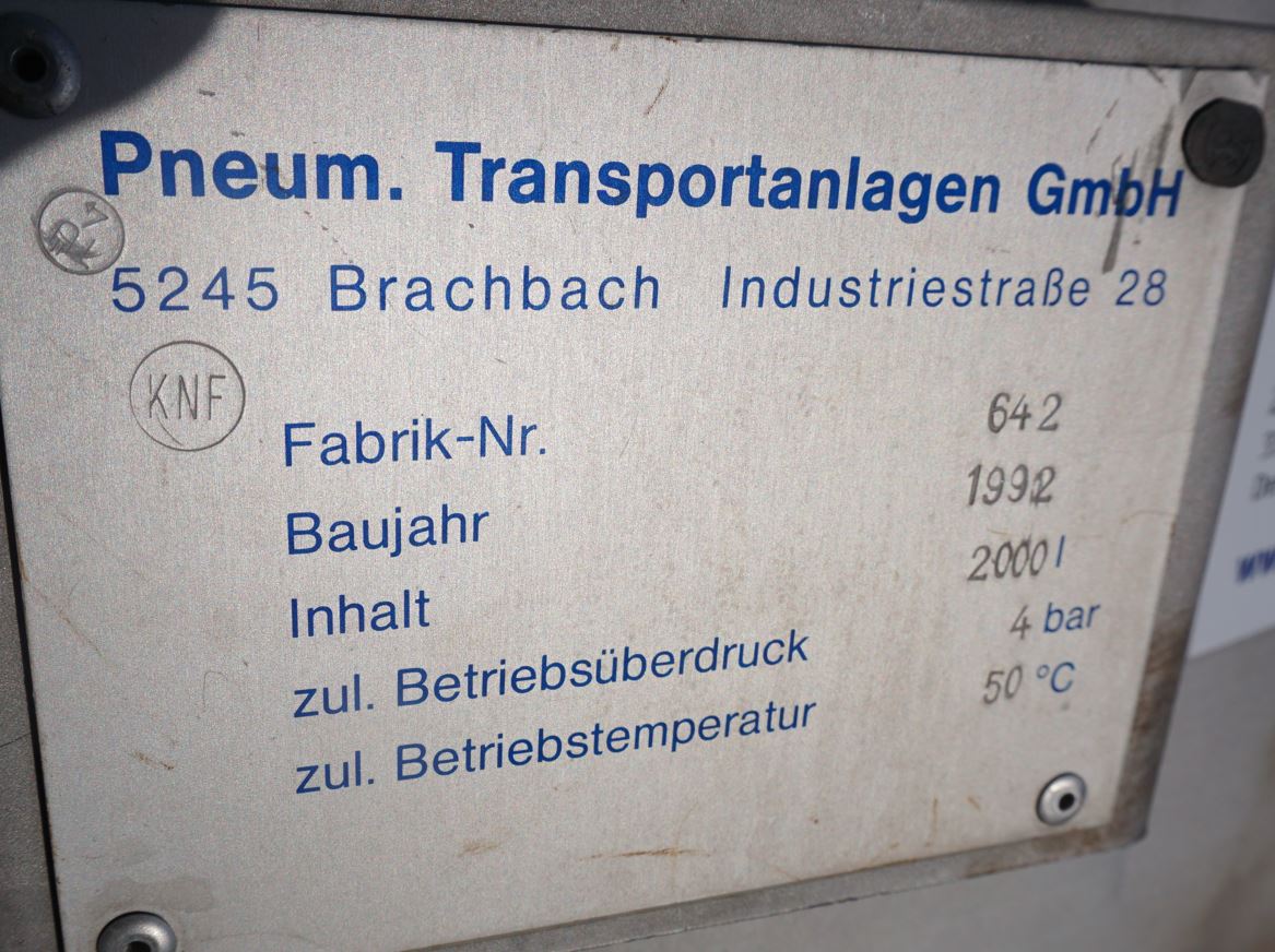 Druckbehälter 2.000 Liter aus V2A, einwandig, gebraucht