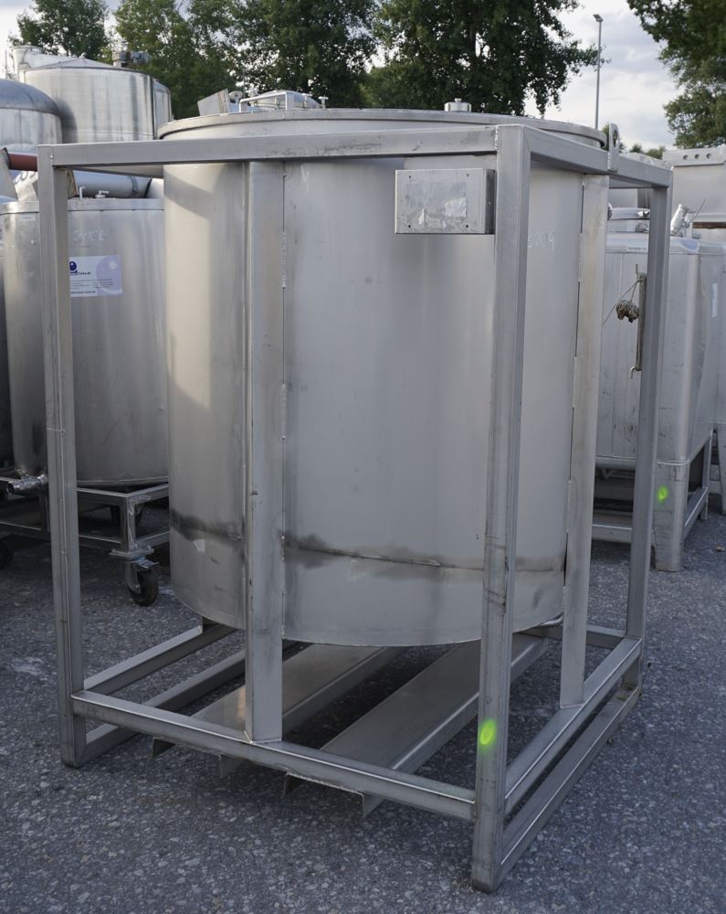 Feststoffbehälter 900 Liter aus V2A, einwandig, gebraucht