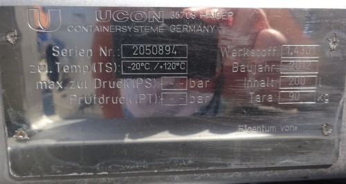Behälter 200 Liter aus V2A, einwandig, gebraucht