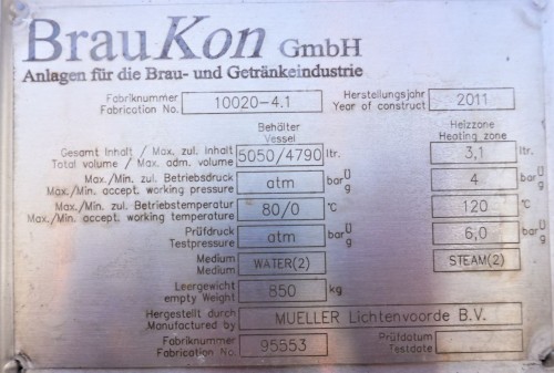 Behälter 5.050 Liter aus V2A isoliert, temperierbar, gebraucht