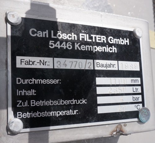 Druckbehälter 2.650 Liter aus V4A, einwandig, gebraucht