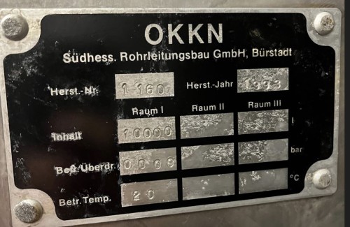 Behälter 10.000 Liter aus V2A einwandig, gebraucht
