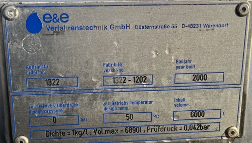 Behälter 6.000 Liter aus V2A einwandig, gebraucht