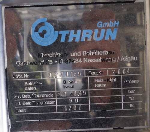 Behälter 1.200 Liter aus V2A, einwandig, gebraucht
