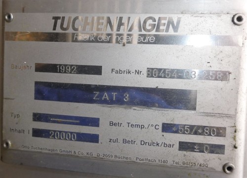 Behälter 20.000 Liter aus V2A. isoliert, temperierbar, gebraucht