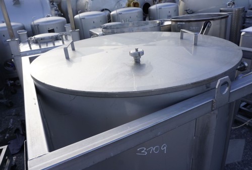Feststoffbehälter 900 Liter aus V2A, einwandig, gebraucht