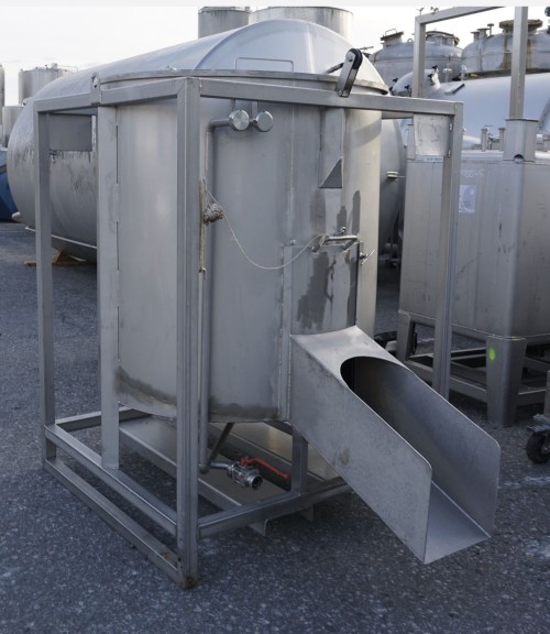 Feststoffbehälter 900 Liter aus V2A, einwandig, gebraucht