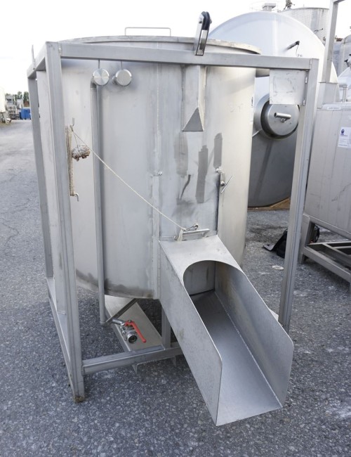 Feststoffbehälter 900 Liter aus V2A, einwandig, gebraucht