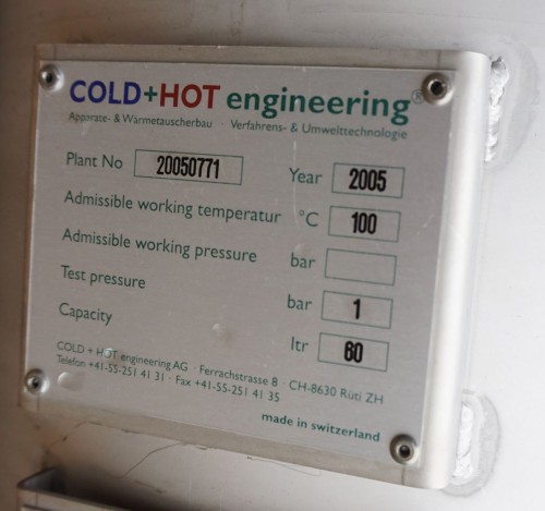 Rohrbündelwärmetauscher 60 Liter V4A, gebraucht